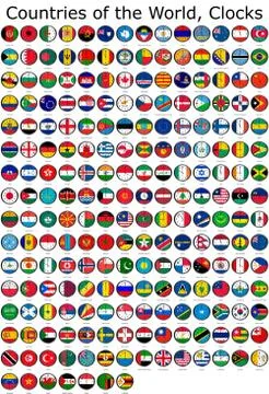 Flag of the world clocks Stock Illustration