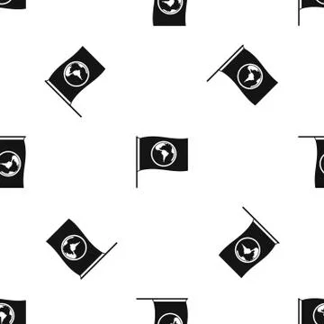 Flag with world planet pattern seamless black Stockillustratie