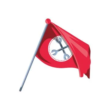 Flag with wrenches tools crossed Illustrazione stock