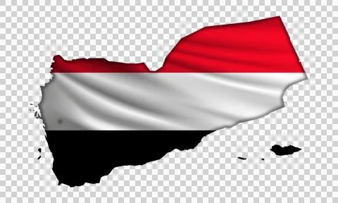 Flag Yemen in the form of a map Stock Illustration