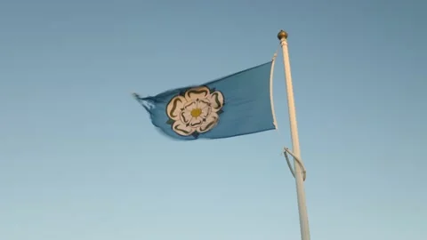 The flag of Yorkshire blowing in the wind Stock Footage 138965364