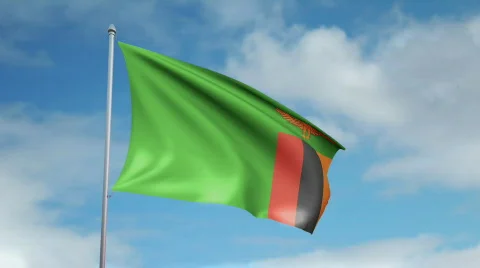 Flag of Zambia 스톡 동영상 444453