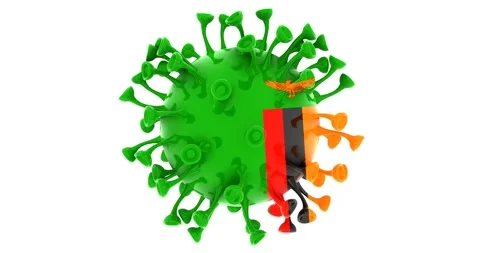 Flag of Zambia on Seamless looping 3D animation of the covid-19 Corona Virus Stock Footage 167739201