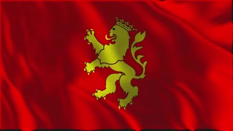 Flag of Zaragoza waving slowly Stock Footage 341688662