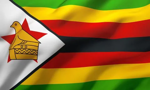 Flag of Zimbabwe blowing in the wind Stock Illustration