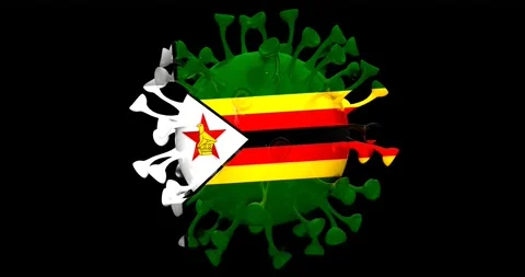 Flag of Zimbabwe on Seamless looping 3D animation of the covid-19 Corona Virus Stock Footage 167739199