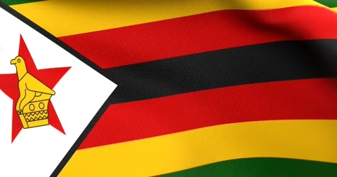 Flag of Zimbabwe Waving 3D Animation Close up, 4K UHD 60 FPS Video stock 165539211