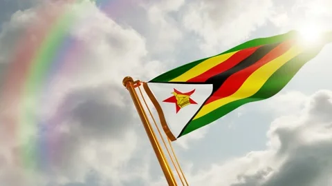 Flag of Zimbabwe Waving, Realistic Animation, 4K UHD 60 FPS Slow-Motion Stock Footage