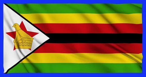 Flag of Zimbabwe waving on a samless loop over an easily removable background 스톡 동영상 98373244