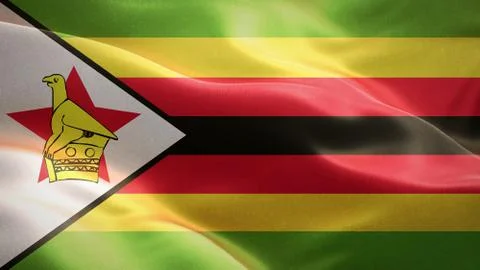 Flag of Zimbabwe waving in the wind. 3D Waving flag design. Stock-Illustration
