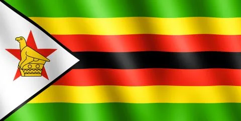 Flag of Zimbabwe waving in the wind Stock Illustration