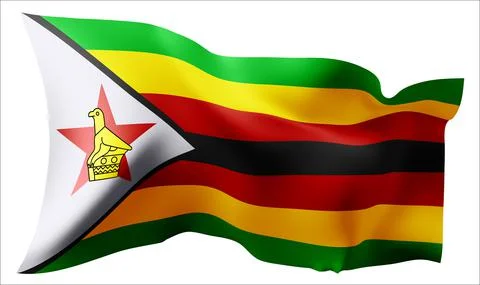 Flag of the Zimbabwe waving in the wind. Stock Illustration
