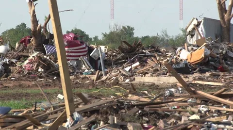 Flag Zoom Out Moore OK Stock Footage 36278155