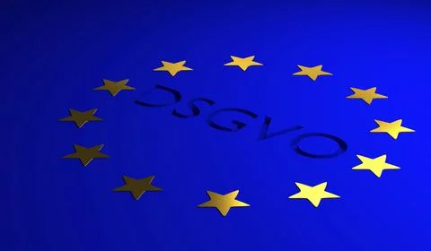 Flagge der Europaeischen Union mit dem Buchstaben DSGVO, Datenschutz-Verordnung Stock-Illustration