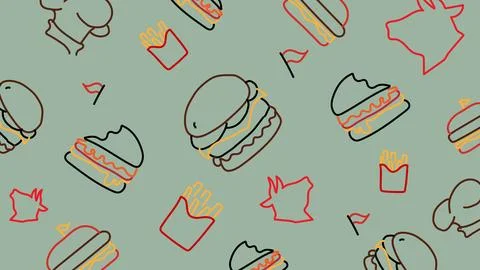 Flagged burger combo background Stock Illustration
