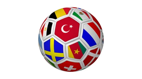 Flagged soccer ball, loopable animated with alpha mask Vídeos de archivo 63791412