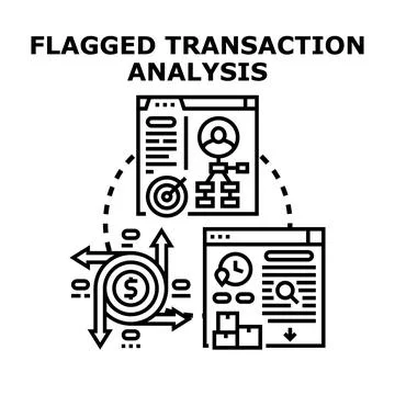 Flagged transaction analysis detecting financial fraud Stock Illustration