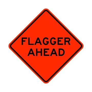 Flagger ahead warning road sign Stock Illustration