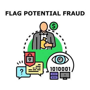 Flagging potential fraud data with security surveillance イラスト素材
