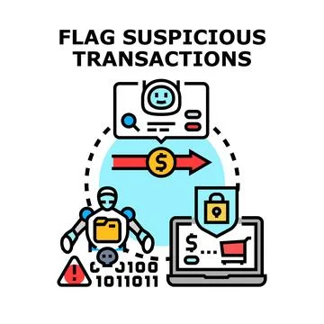 Flagging suspicious transactions using artificial intelligence and cybersec.. Stock Illustration