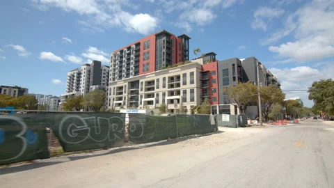 Flagler Village developing Downtown Fort Lauderdale FL 6k gimbal shot Video stock 151723104
