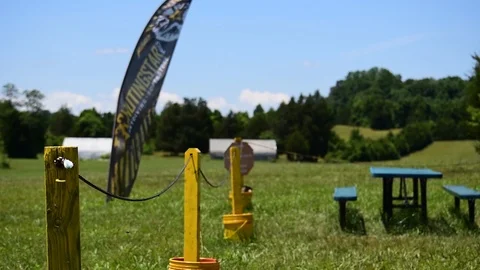 Flagpole at airfield blowing in the wind Video stock 89173008