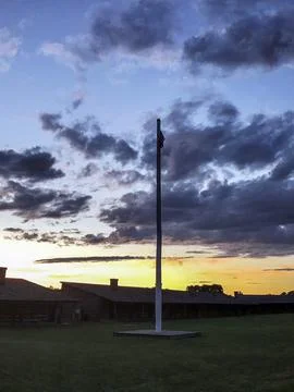 Flagpole at Sunset Foto stock