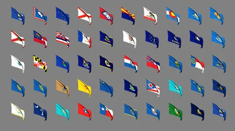 Flags of the 50 US states Stock Footage 39614551