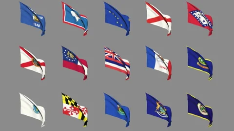 Flags of the 50 US states - Part 1 of 4 Stock Footage 41961107