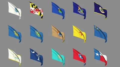 Flags of the 50 US states - Part 3 of 4 Stock Footage 41962475