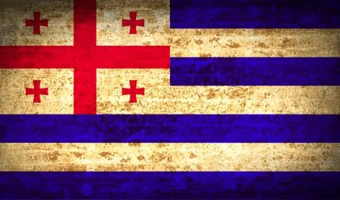 Flags Ajaria with dirty paper texture. Vector Stock Illustration