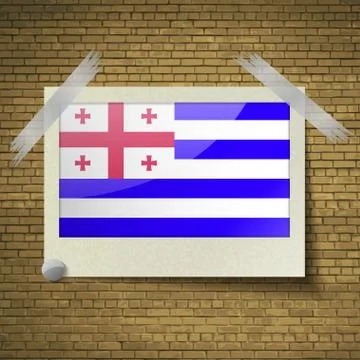 Flags Ajaria at frame on a brick background. Vector Stock Illustration