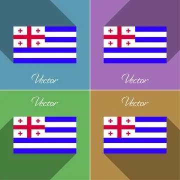 Flags Ajaria. Set of colors flat design and long shadows. Vector Stock Illustration