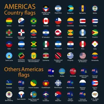 Flags of all countries of the American continents. Stock Illustration