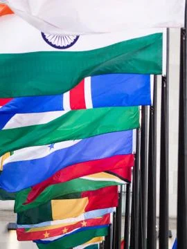 Flags of all countries in Rockefeller center. Stock Photos