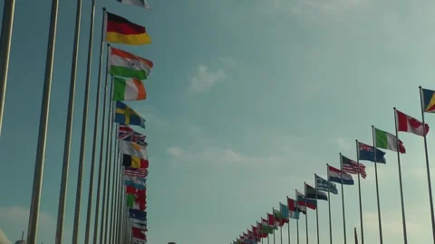 Flags of all nations are flying 動画素材 343392786