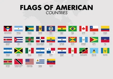 Flags of American countries Stock Illustration
