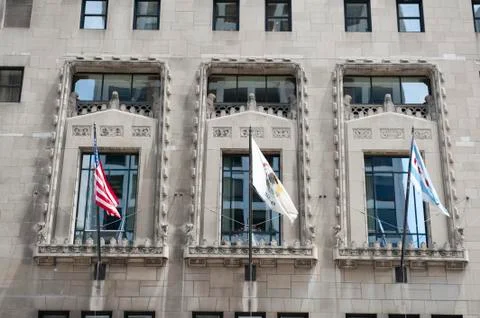 Flags on Ancient Building Stock Photos