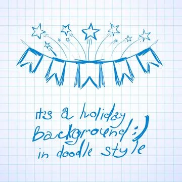 Flags and fireworks Flags and fireworks. Holiday background in doodle styl... Stock Photos