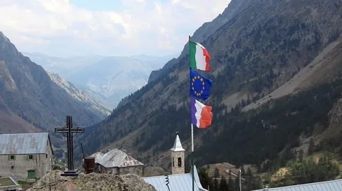 Flags And Mountains Stockbeeldmateriaal 55758529