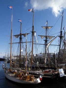 Flags and ship masts Stock Photos