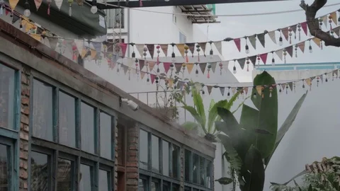 Flags and steam in a cafe Stock-Footage 119131720