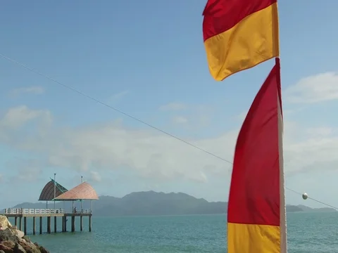 Flags and The Strand in summer Stock Footage 72910862