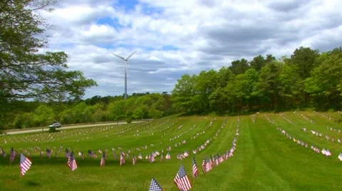 Flags and windmill Stock Footage 10193795