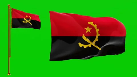 Flags of Angola with Green Screen Chroma Key High Quality 4K UHD 60FPS Stock Footage 142066975