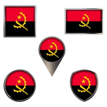 Flags of the Angola Icons set image Stock Illustration