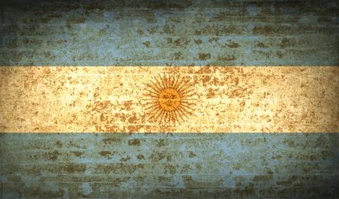 Flags of Argentina with dirty paper texture. Vector Stock Illustration