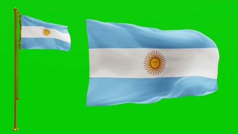Flags of Argentina with Green Screen Chroma Key High Quality 4K UHD 60FPS Stock Footage 142066308