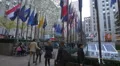 Flags around the Rockefeller Center ice rink New York City 4k or 4k+ Resolution