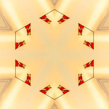 Flags arranged into a geometric circular shape using a kaleidoscopic effect Foto stock